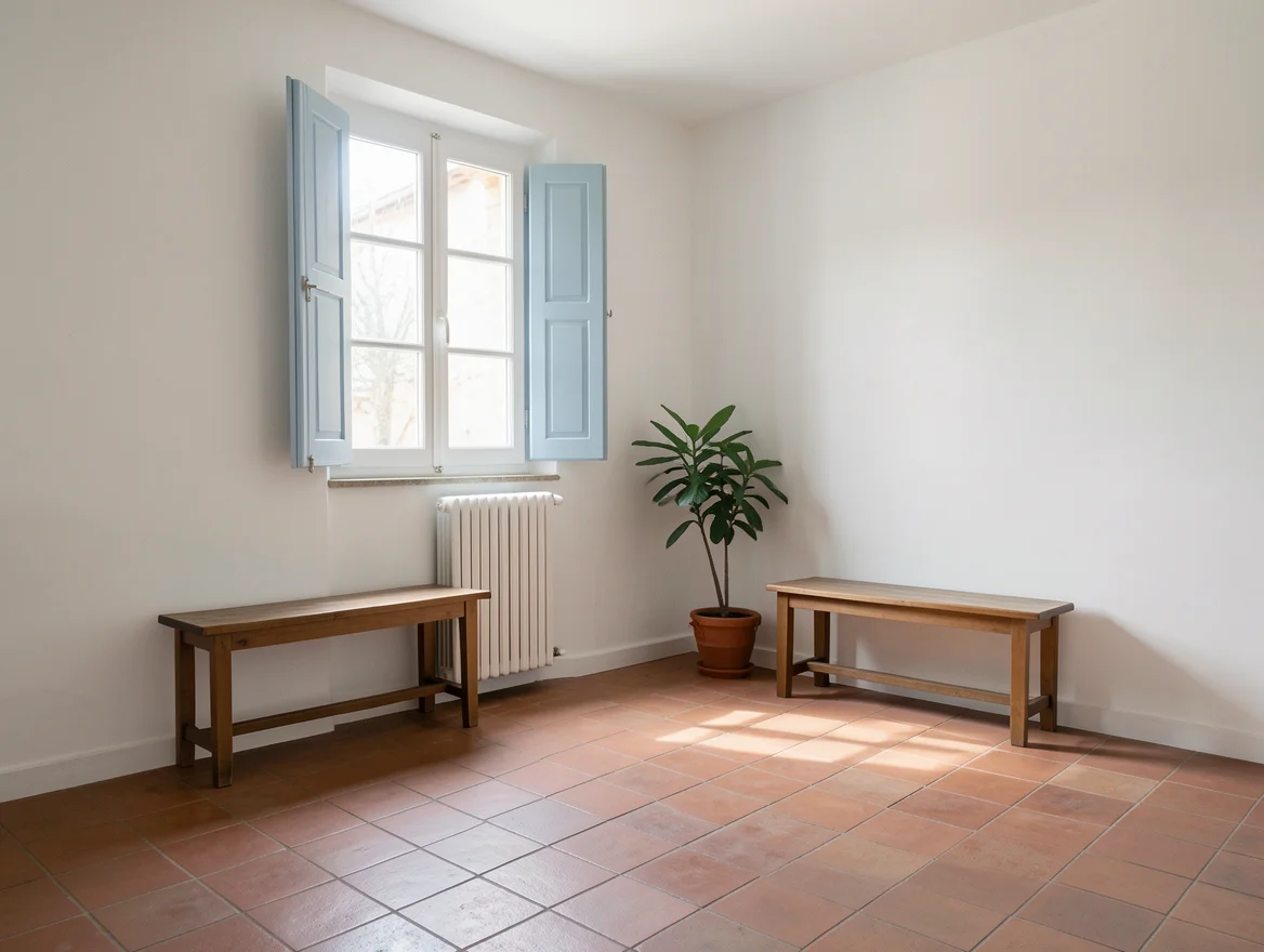 Radiateur à eau chaude dans une maison provençale rénovée