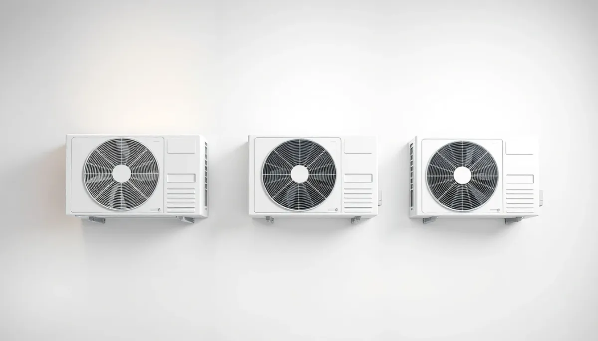 Trois unités intérieures de pompes à chaleur air/air Daikin des gammes Sensira, Comfora et Perfera côte à côte