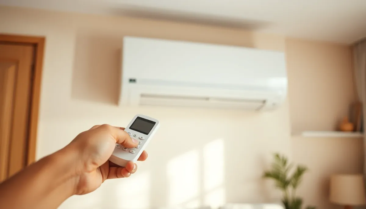 Télécommande pilotant une unité murale de climatisation réversible dans une chambre