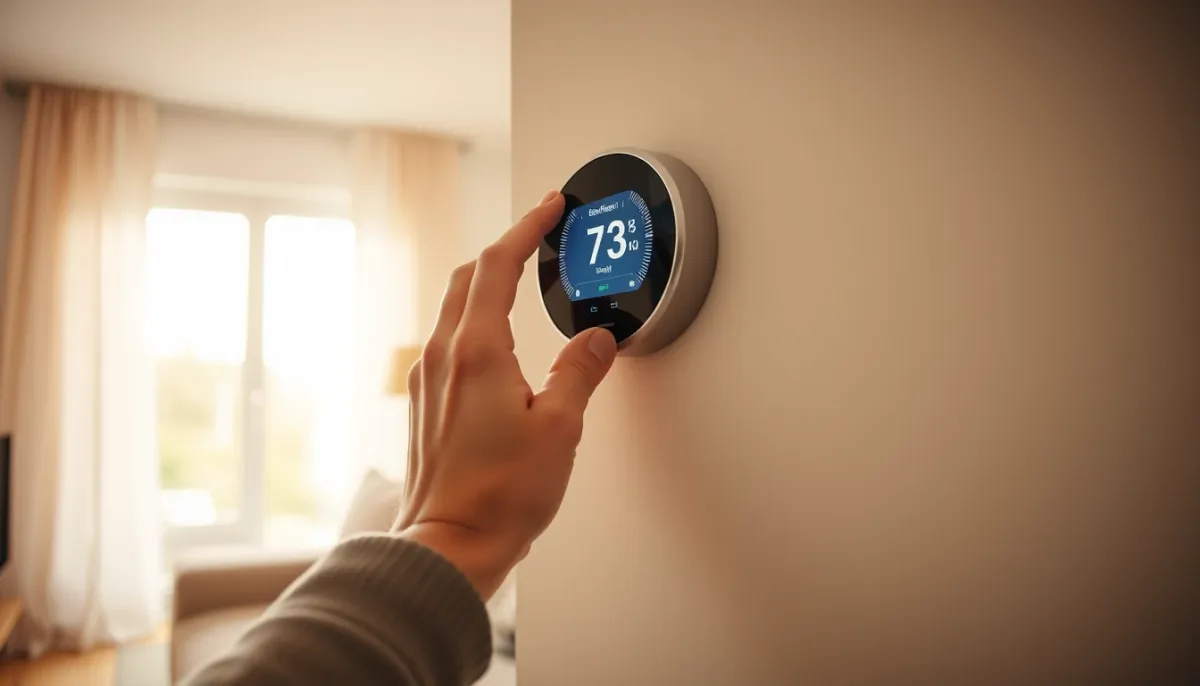 Réglage d'un thermostat mural pour une pompe à chaleur Daikin Altherma dans un salon lumineux