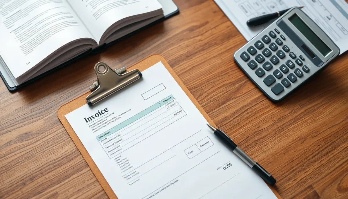 Devis et calculatrice sur un bureau pour l'installation d'une pompe à chaleur